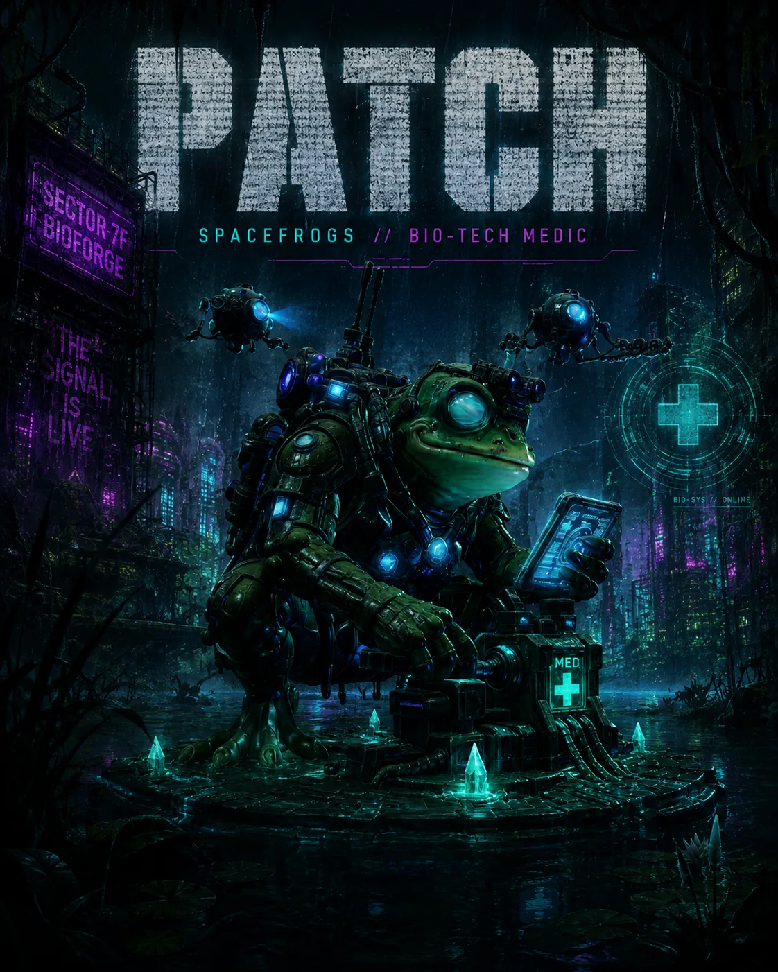 PATCH, SPACEFROGS bio-tech medic key art