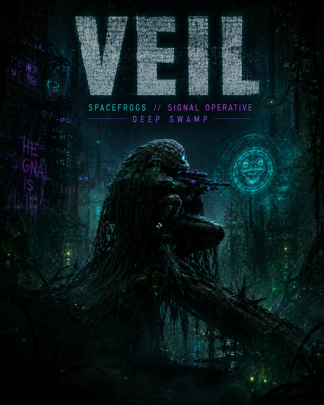VEIL, SPACEFROGS deep-swamp signal operative key art